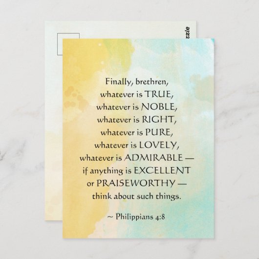 ピリピ4:8真実は何であれ、 ポストカード (正面/裏面)