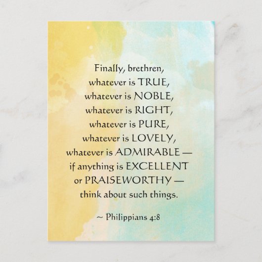 ピリピ4:8真実は何であれ、 ポストカード (正面)