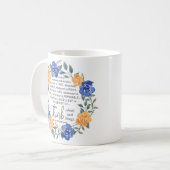 ピリピ4:8、ノーブルは何であれ、フローラリース コーヒーマグカップ (正面左)