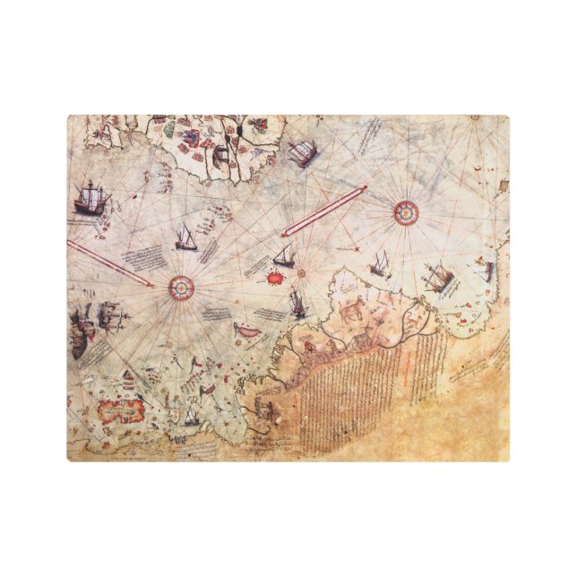 ピリレイは古代地図史の謎のヴィンテージ·アンタ メタルプリント (正面)