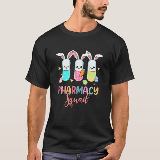 ピルおもしろいズバニー薬局スクワッド薬剤師ライフE Tシャツ (正面)