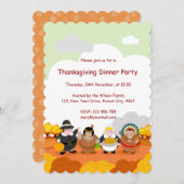 ピルグリムの父とアメリカのインディアンの漫画。 招待状 (正面/裏面)