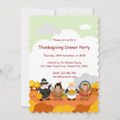 ピルグリムの父とアメリカのインディアンの漫画。 招待状 (正面)