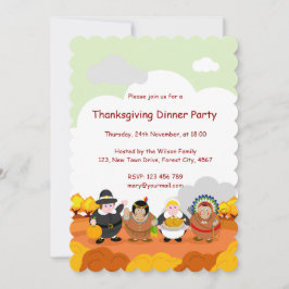 ピルグリムの父とアメリカのインディアンの漫画。 招待状