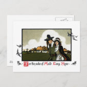 ピルグリムカップルヴィンテージ新年 シーズンポストカード (正面/裏面)