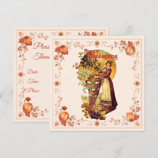 ピルグリムガール感謝祭 招待状 (正面/裏面)