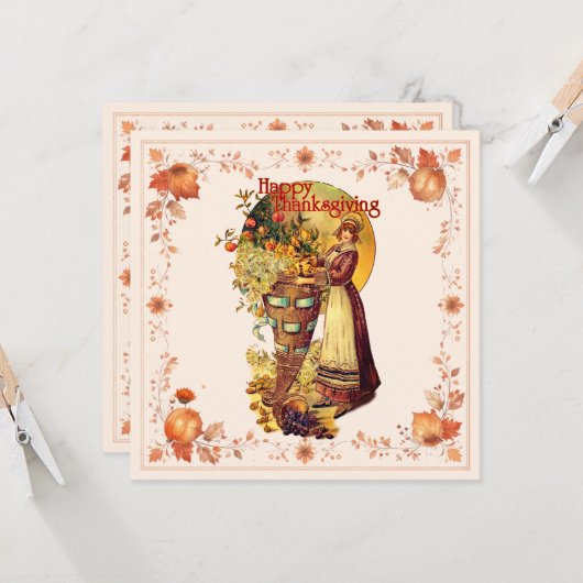 ピルグリムガール感謝祭 招待状 (正面/裏面インサイチュ)