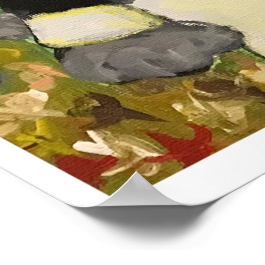 ピルグリムキャットサンクスギビング絵を描ガールズフォークアート ポスター (角)