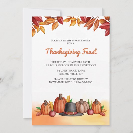ピルグリムズハットサンクスギビング招待状 招待状 (正面)