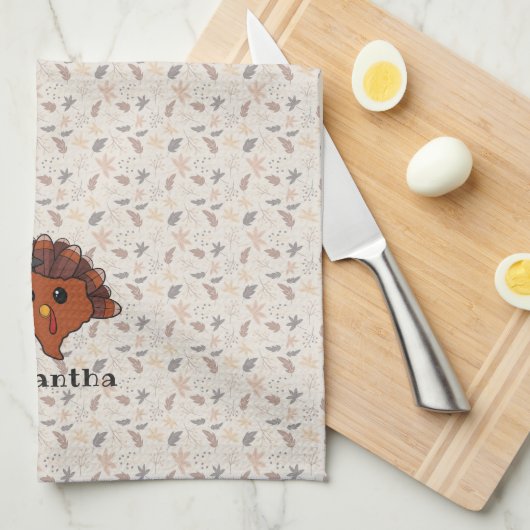 ピルグリムテキサス州ターキーオールオーバープリント キッチンタオル (四つ折り)