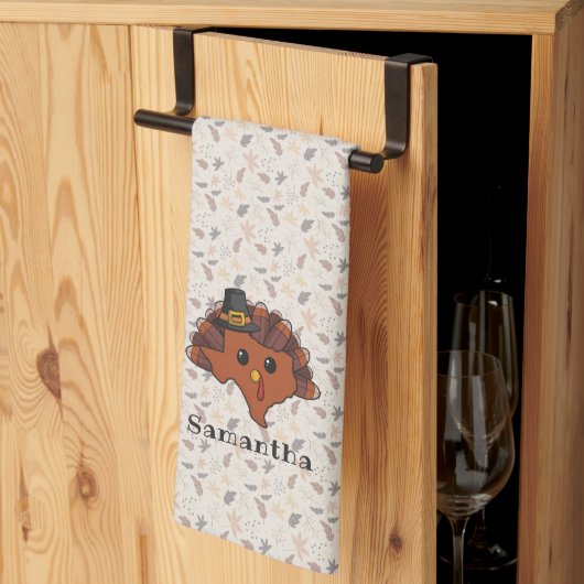 ピルグリムテキサス州ターキーオールオーバープリント キッチンタオル (三つ折り)