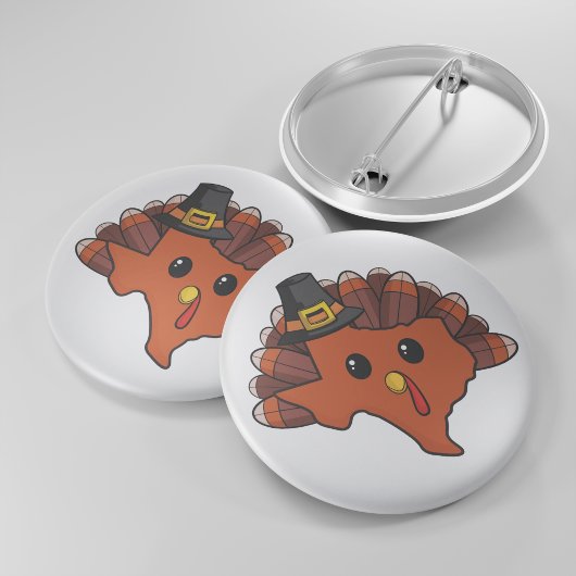 ピルグリムテキサス州ターキーボタン 缶バッジ