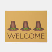 ピルグリムピュリタン帽子サンクスギビング秋の歓迎 ドアマット (正面)