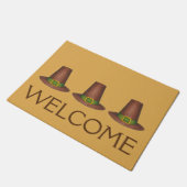 ピルグリムピュリタン帽子サンクスギビング秋の歓迎 ドアマット (アングル)