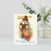 ピルグリムボーイヴィンテージ感謝祭イラストレーション シーズンポストカード (スタンド正面)