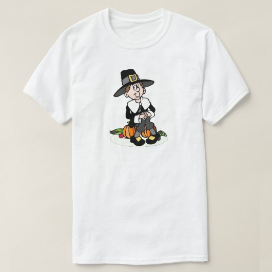 ピルグリム・ウィズ・パンプキン Tシャツ (デザイン正面)
