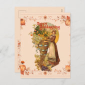 ピルグリム・ガール 感謝祭 シーズンポストカード (正面/裏面)