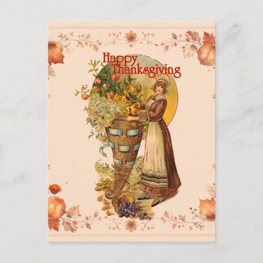 ピルグリム・ガール 感謝祭 シーズンポストカード (正面)