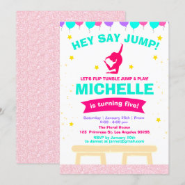 ピルーエットピンクバレリーナガールズジムティックス誕生日 招待状