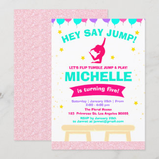 ピルーエットピンクバレリーナガールズジムティックス誕生日 招待状