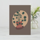 ピレアの植物の手描きグリーティングカード (スタンド正面)