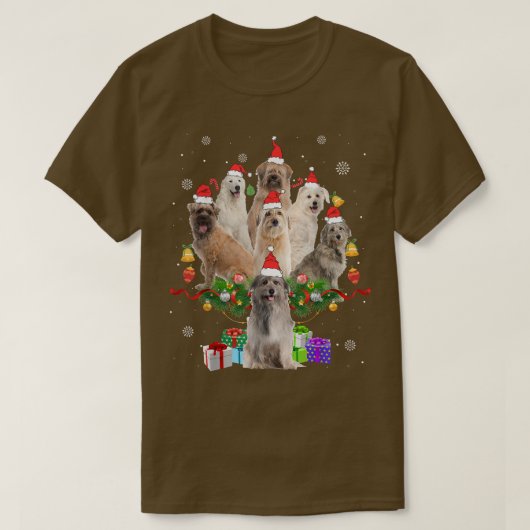 ピレネアンシェプドッグクリスマスツリーライツおもしろい犬 Tシャツ (デザイン正面)