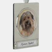 ピレネアン絵画シェパード – かわいいオリジナルドッグアート シルバープレートバナーオーナメント (右)