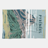 ピレネエスナショナルパークフランスヴィンテージ キッチンタオル (横)