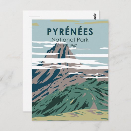 ピレネエスナショナルパークフランスヴィンテージ ポストカード (正面/裏面)