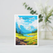 ピレネエスナショナルパークヴィンテージ旅行イラストレーション ポストカード (スタンド正面)