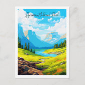 ピレネエスナショナルパークヴィンテージ旅行イラストレーション ポストカード (正面)