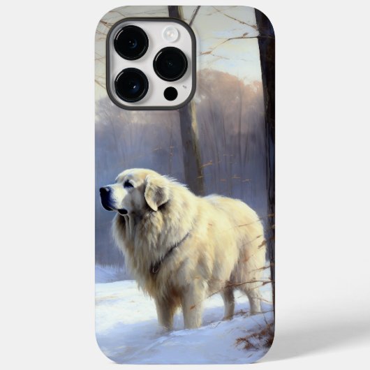 ピレネー犬 雪の日 クリスマス Case-Mate iPhoneケース (裏面)