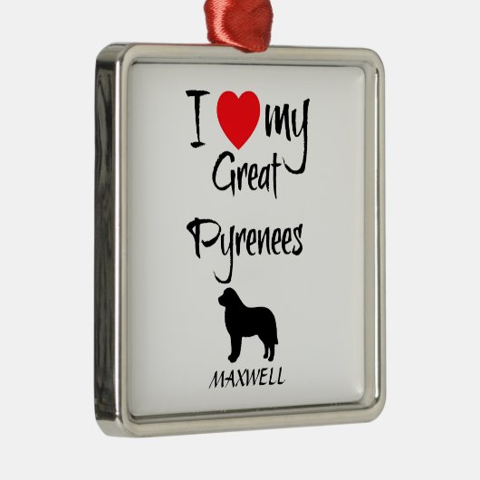 ピレネー素晴らしの犬が好き メタルオーナメント (右)