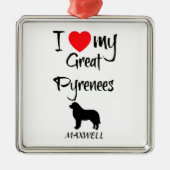 ピレネー素晴らしの犬が好き メタルオーナメント (正面)