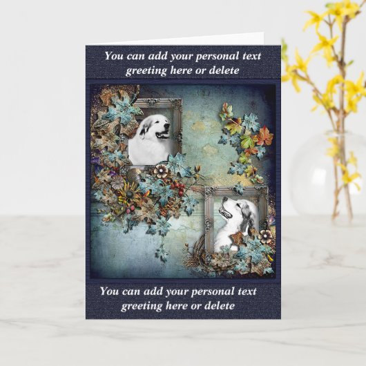 ピレネー素晴らしエグリーティングカード – 父と息子デザイン カード (黄色い花)