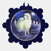 ピレネー素晴らしスのクリスマスプレゼント オーナメントカード (正面)