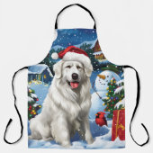 ピレネー素晴らしスウィンターワンダーランドクリスマスジョイ エプロン (正面)