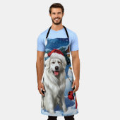 ピレネー素晴らしスウィンターワンダーランドクリスマスジョイ エプロン (着用した状態)