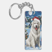 ピレネー素晴らしスウィンターワンダーランドクリスマスジョイ キーホルダー (正面左)