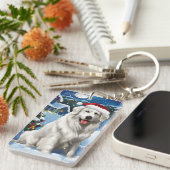 ピレネー素晴らしスウィンターワンダーランドクリスマスジョイ キーホルダー (正面右)