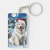 ピレネー素晴らしスウィンターワンダーランドクリスマスジョイ キーホルダー (裏面)