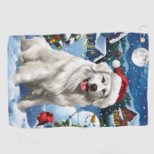 ピレネー素晴らしスウィンターワンダーランドクリスマスジョイ ゴルフタオル (横)