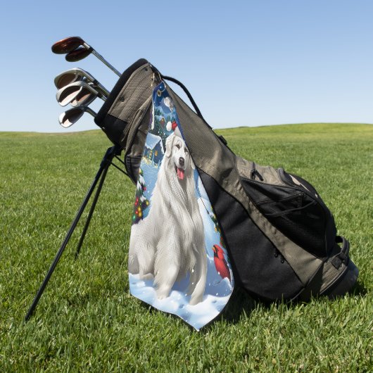 ピレネー素晴らしスウィンターワンダーランドクリスマスジョイ ゴルフタオル (グリーン)