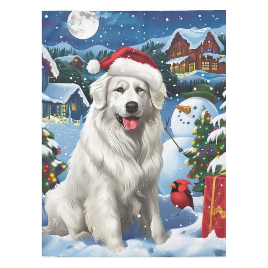 ピレネー素晴らしスウィンターワンダーランドクリスマスジョイ テーブルクロス (正面)