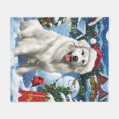 ピレネー素晴らしスウィンターワンダーランドクリスマスジョイ フリースブランケット (正面(横))