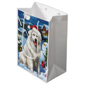 ピレネー素晴らしスウィンターワンダーランドクリスマスジョイ ミディアムペーパーバッグ (正面アングル)