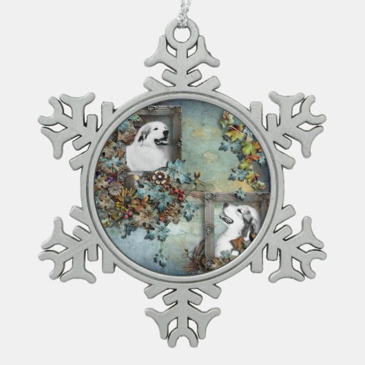 ピレネー素晴らしスクリスマススノーフレークオーナメント – 青 スノーフレークピューターオーナメント (正面)