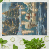 ピレネー素晴らしスクリスマスフェスティバル航海 キッチンタオル (折り畳み)