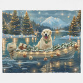 ピレネー素晴らしスクリスマスフェスティバル航海 フリースブランケット (正面(横))