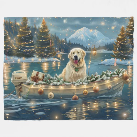 ピレネー素晴らしスクリスマスフェスティバル航海 フリースブランケット (正面(横))